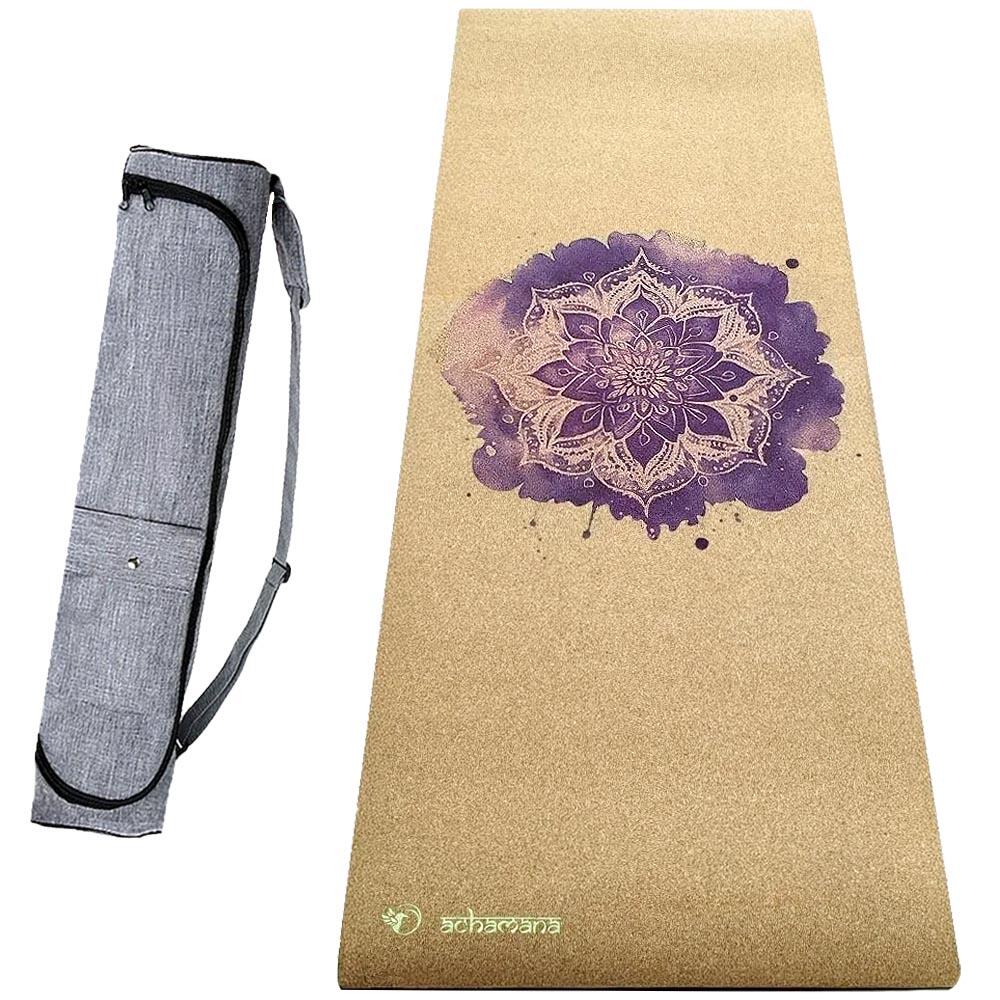Achamana - Tapis Yoga Liège Hi-tech, 6mm + Sac Liège - 3 Matériaux Pour Plus De Confort - Tapis De Yoga - Beige|kaki - 183 Cm - Decathlon