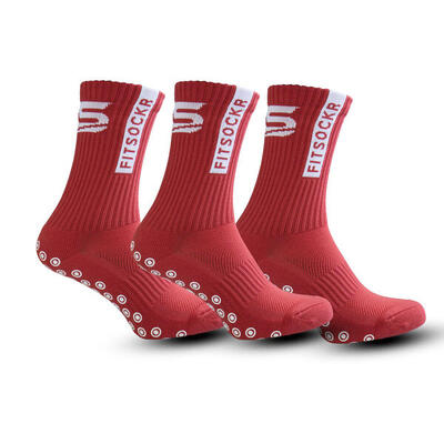 Combideal 3 paar fitsockr gripsokken - rood