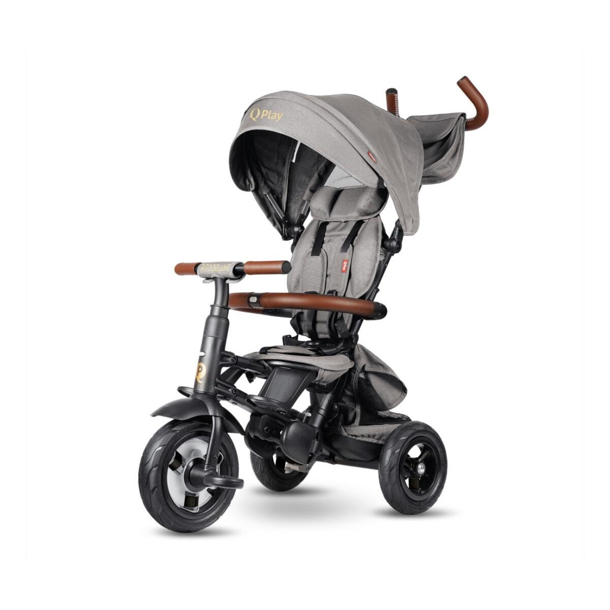 Qplay - Tricycle Qplay Rito Deluxe Caoutchouc Gris - Draisienne - Marron - Taille Unique - Decathlon