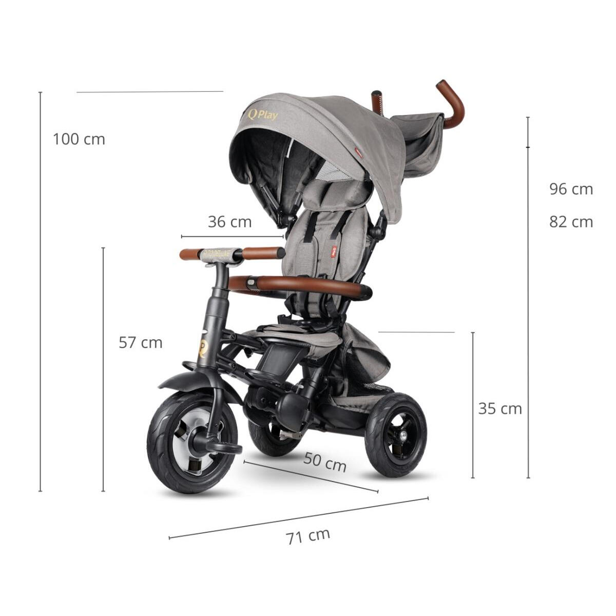 Tricycle Qplay Rito Deluxe Caoutchouc Gris 3/3