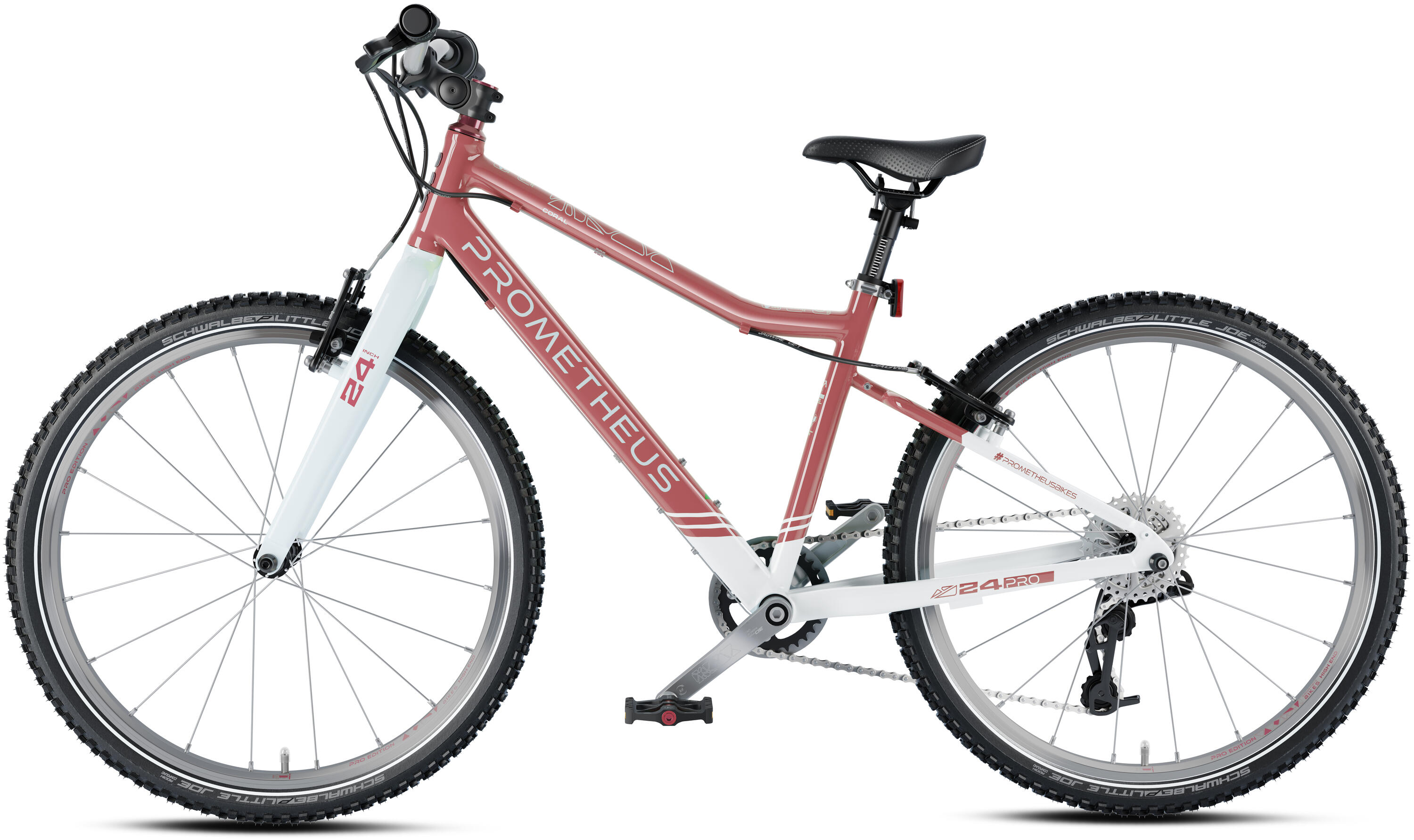 Bici bambini 24 pollici da 7 anni superleggera 8 marce SRAM X4 corallo bianco 4/7