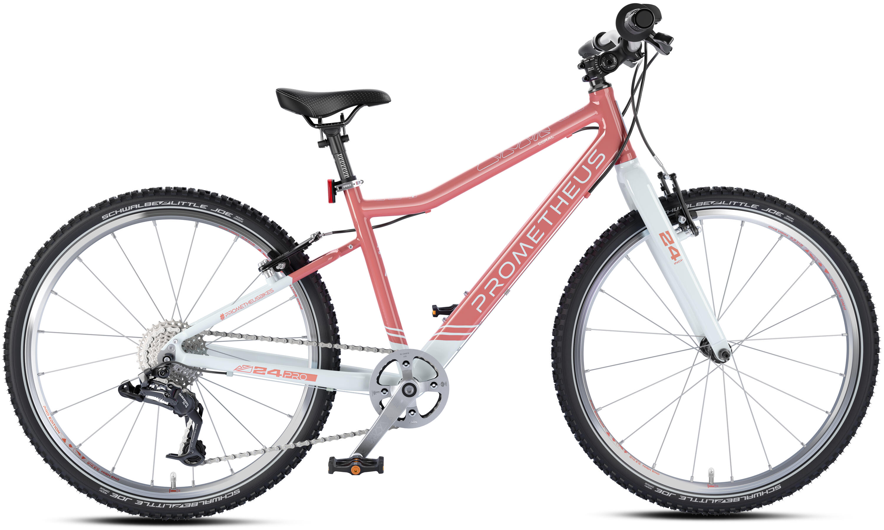 Bici bambini 24 pollici da 7 anni superleggera 8 marce SRAM X4 corallo bianco 3/7