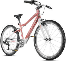 Vélo pour enfants 24 pouces dès 7 ans, super léger, 8 vitesses, Corail et Blanc