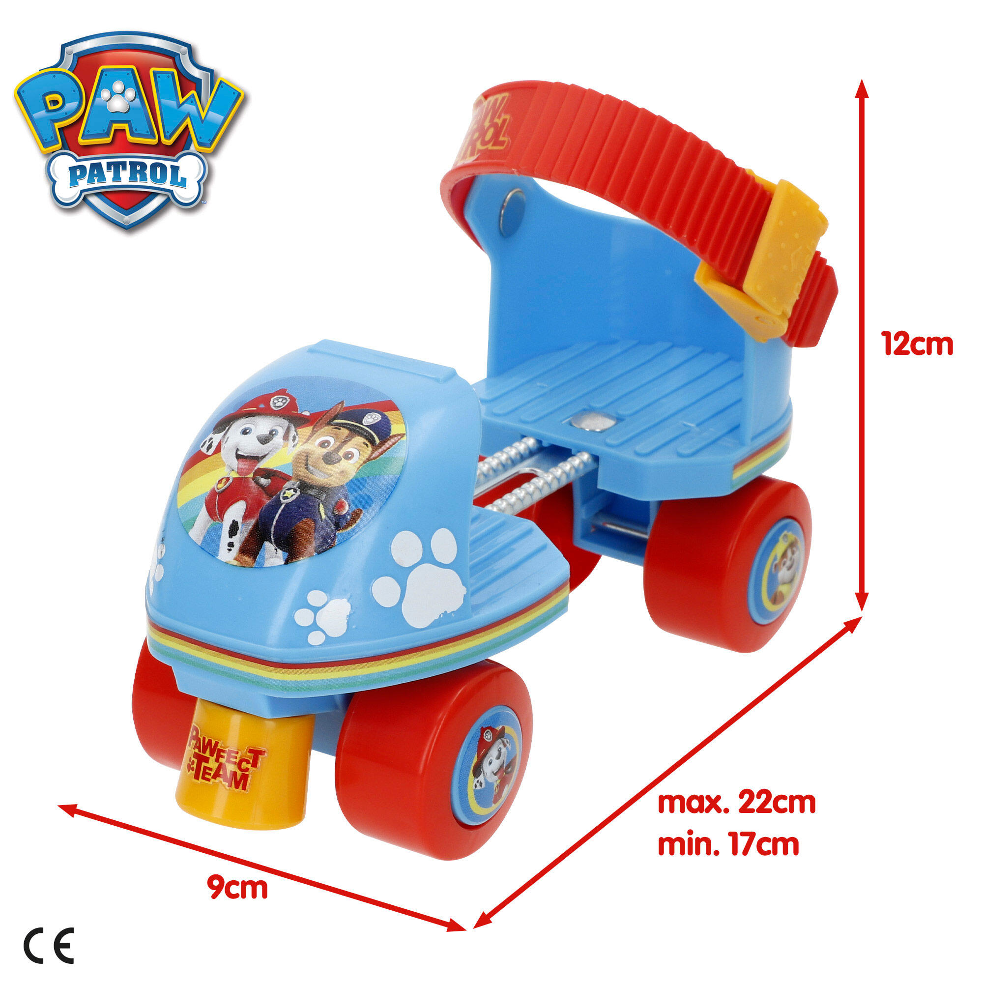Paw Patrol Patins ajustáveis de 4 rodas, tamanho 32-36 máximo de 20 kg idades 3 4/7