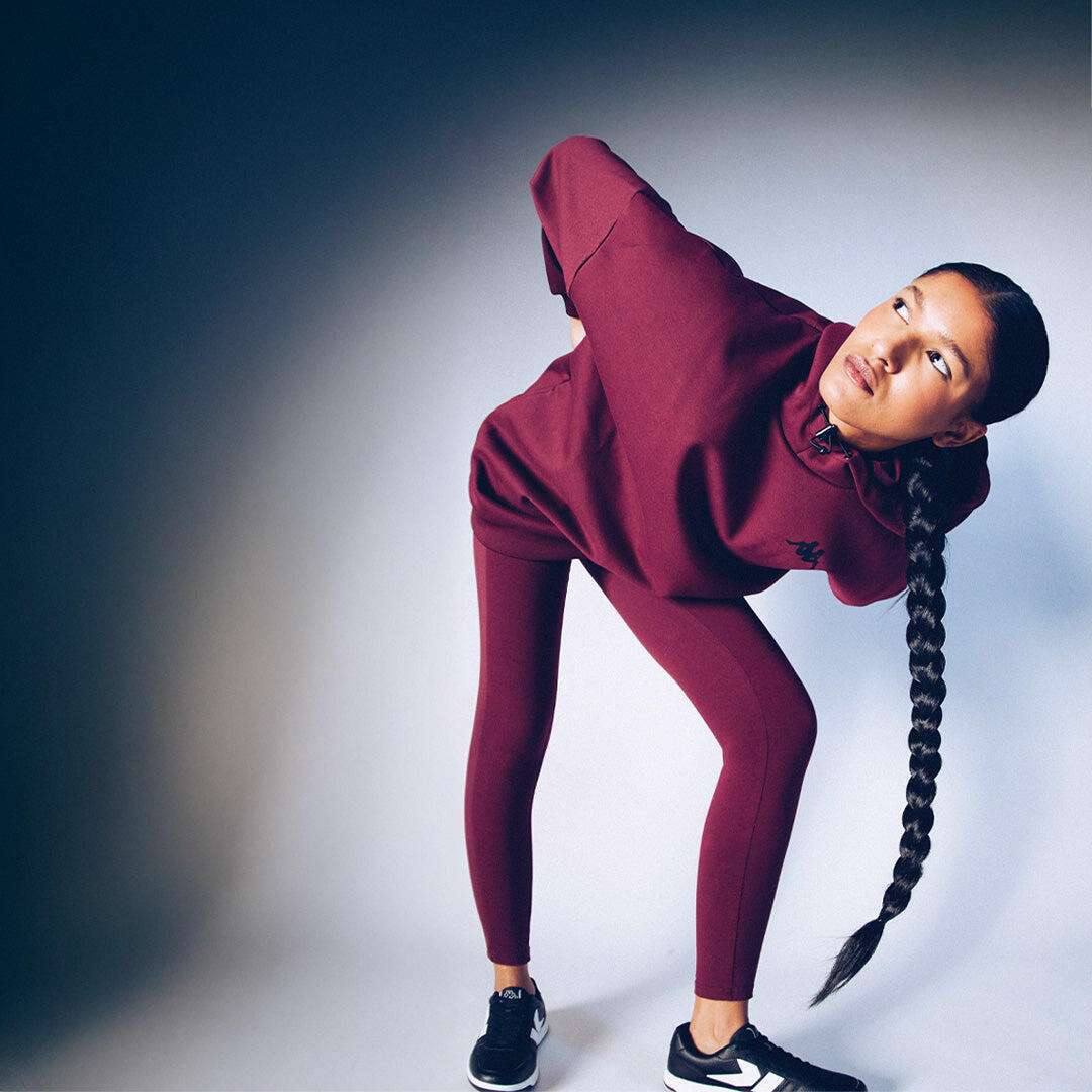 Pantaloni tuta da donna in cotone rosso da palestra 4/7