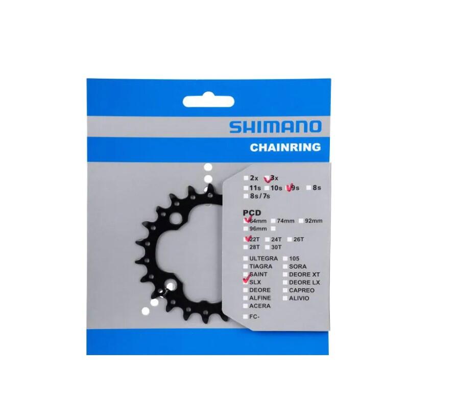 Plateau Shimano SLX 22T pour Vélos 9/10 Vitesses 3/3