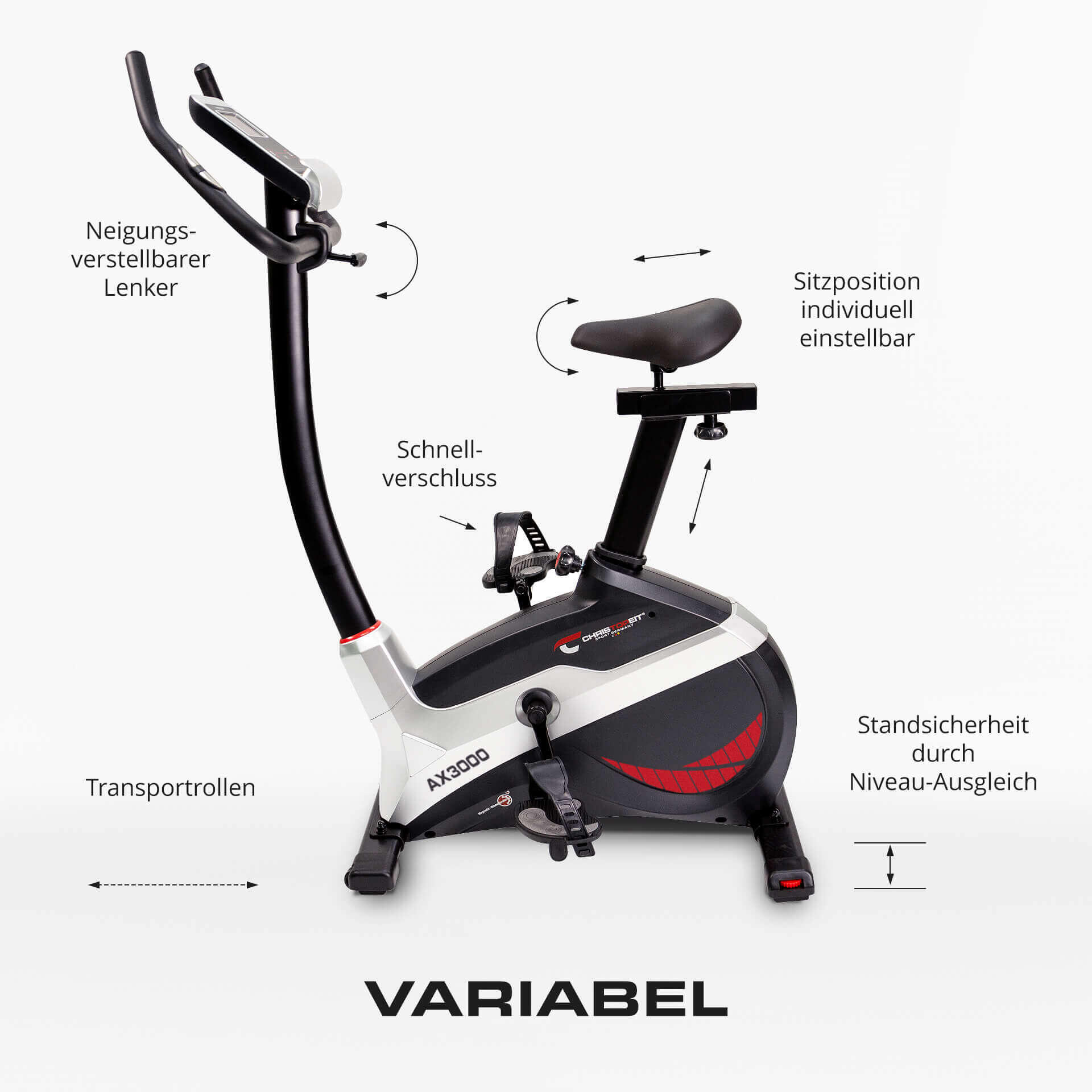 Christopeit Bicicleta estática ergométrica AX 4000 Negro 9/11