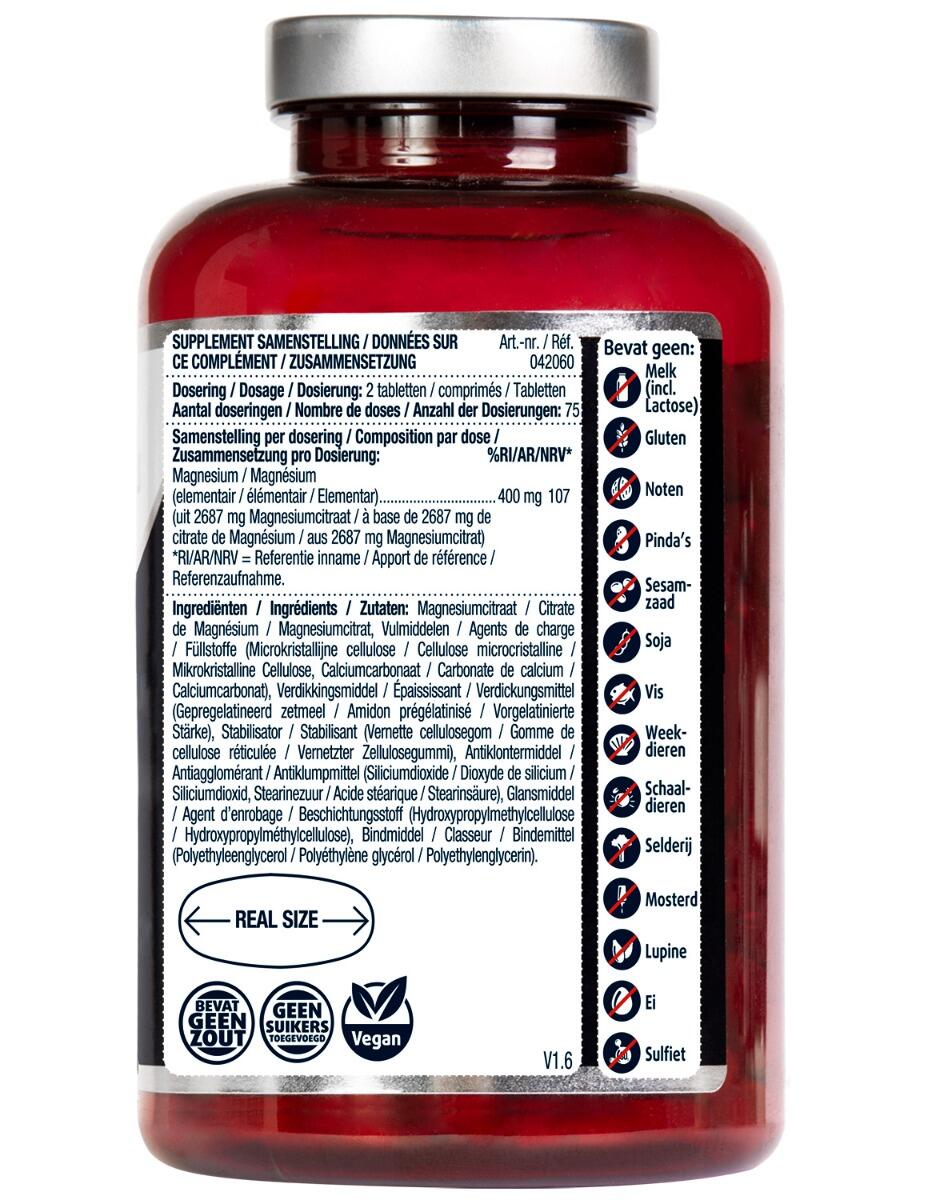 Lucovitaal Magnesium Citraat tabletten 400 mg 150 tabletten MAXI POT 2/5