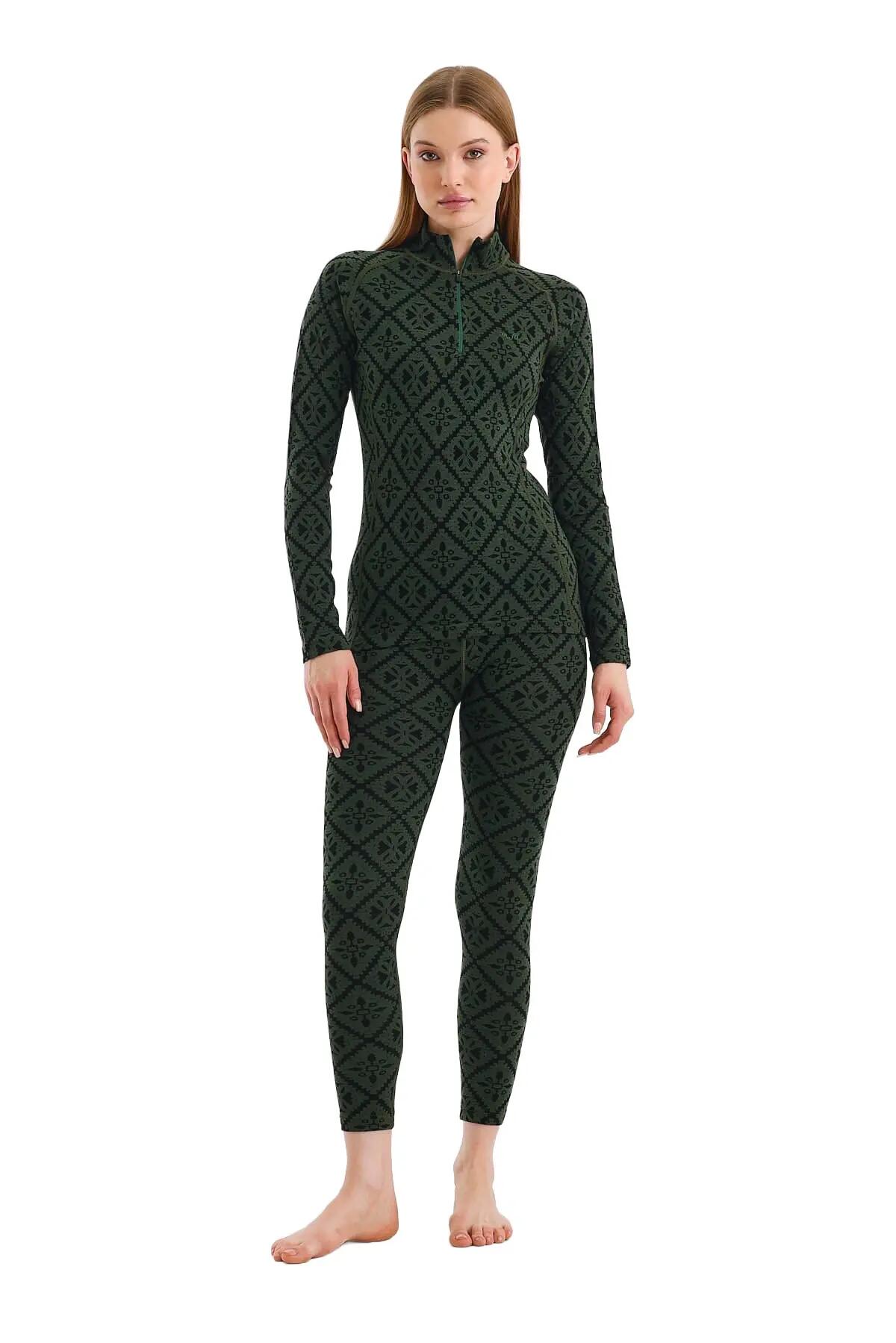 Venus - Legginsy termoaktywne (100% Merino / 230g/m²) S, Zielony 4/5