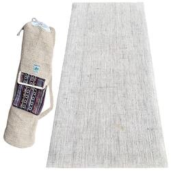 Tapis yoga naturel Caoutchouc-Jute éco-artisanal + Sac en chanvre - 4mm blanc