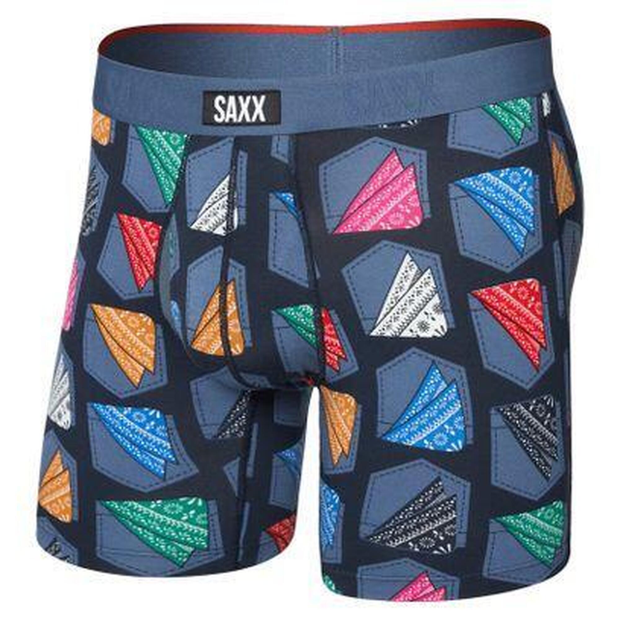 Saxx - Boxer Saxx Vibe Xtra Soft Comfort Hankerchief/india Ink - Caleçon - Bleu|orange|rose - Decathlon