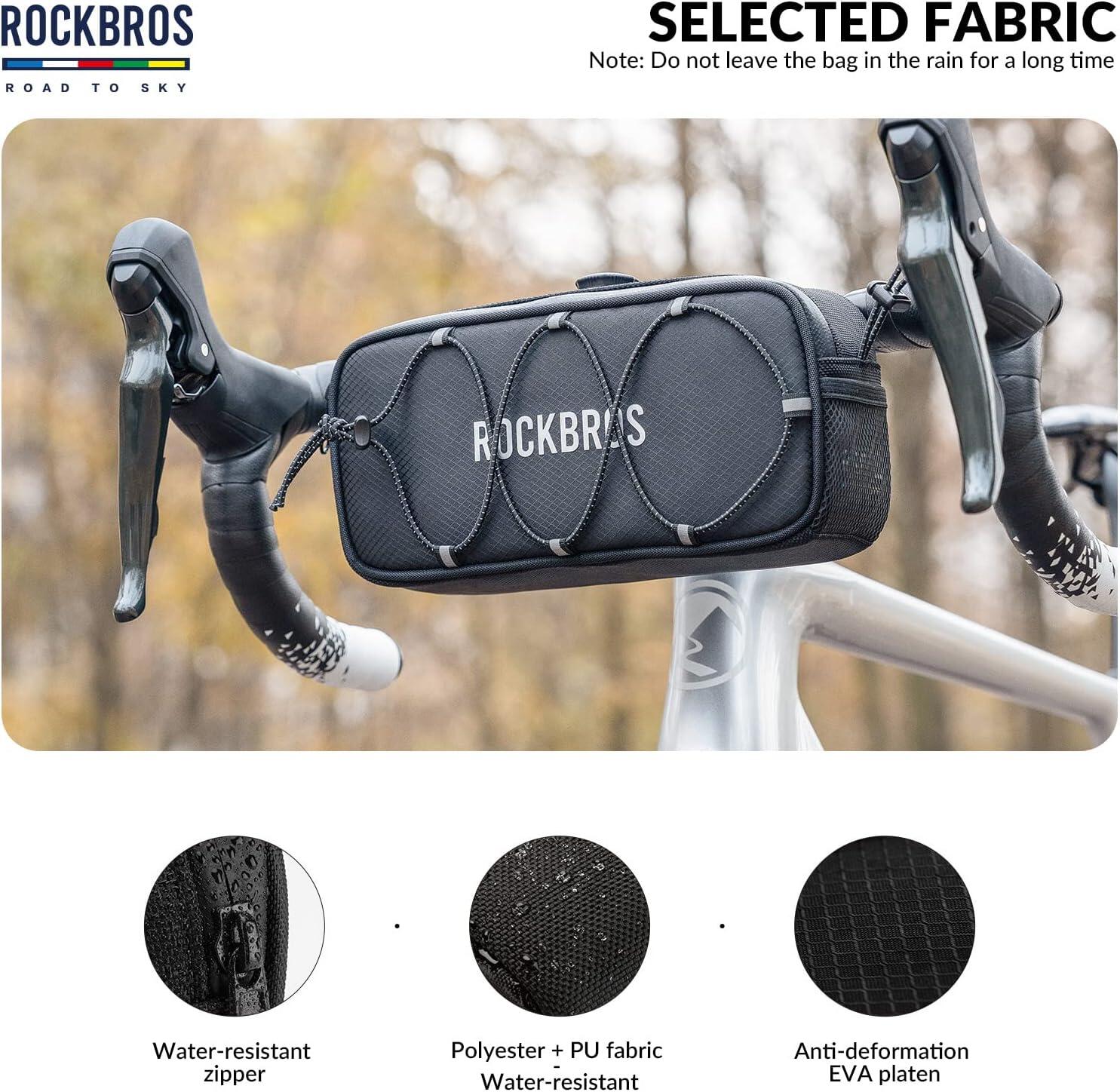 ROCKBROS Sacoche Guidon Vélo 1.9L Étanche Réfléchissant Gravel Route VTT Noir 2/6