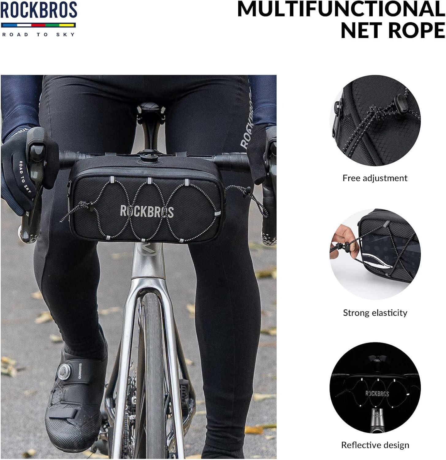 ROCKBROS Sacoche Guidon Vélo 1.9L Étanche Réfléchissant Gravel Route VTT Noir 4/6