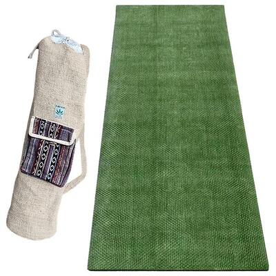 Natuurlijke yogamat rubber en jute - eco-artisanal + henneptas - 4 mm groen