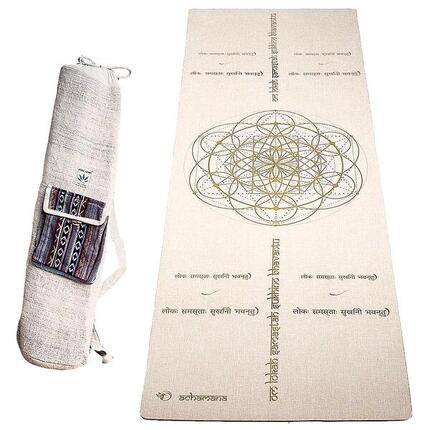 Yogamatte aus Gummi und Hemp 4,5 mm + handgefertigte Hanftasche – Mantra