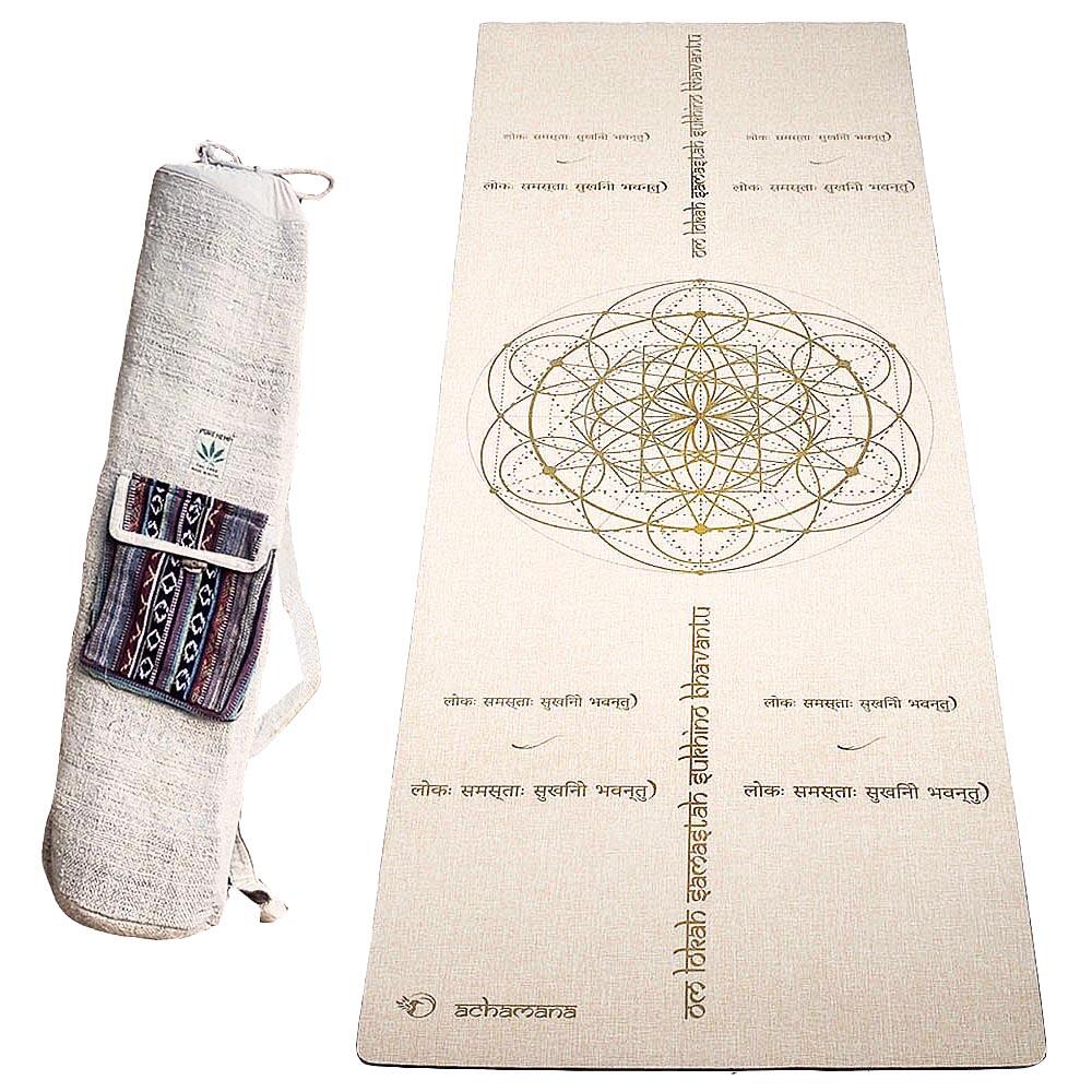 Achamana - Tapis De Yoga Caoutchoucl Et Chanvre 4,5mm  + Sac Chanvre Artisanal - Mantra - Tapis De Yoga - Beige - 183 Cm - Decathlon