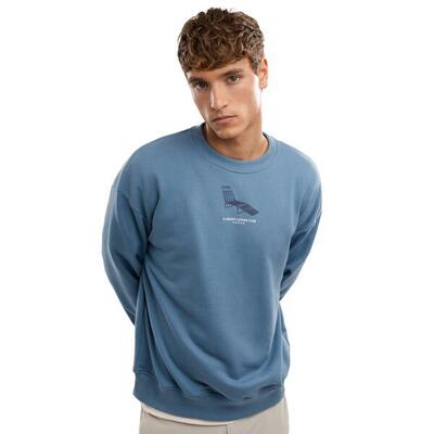 Heren lifestyle sweater katoen summer blue blauw