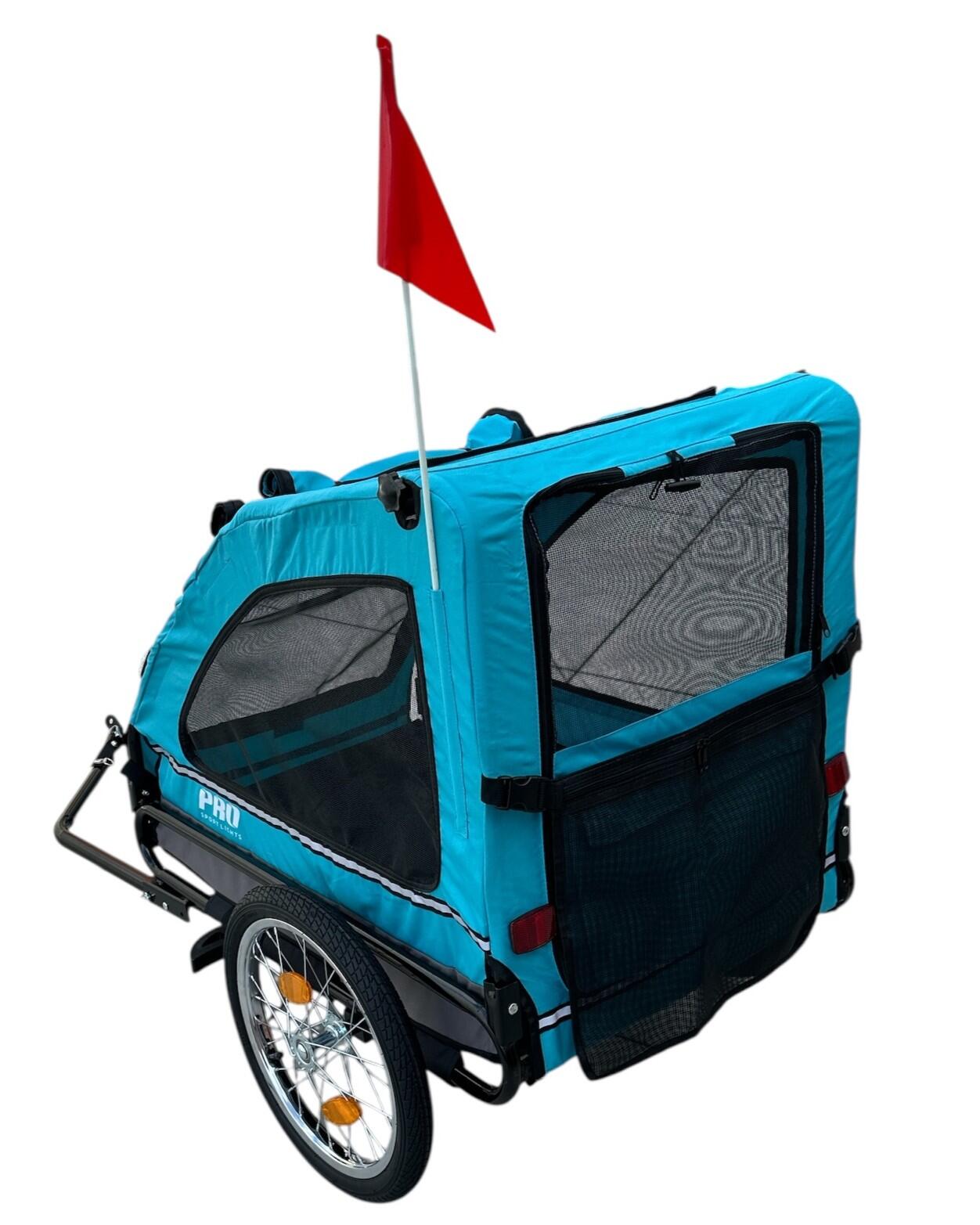 Remolque de lujo azul para perros (hasta 30 kg), plegable, para bicicleta 3/14