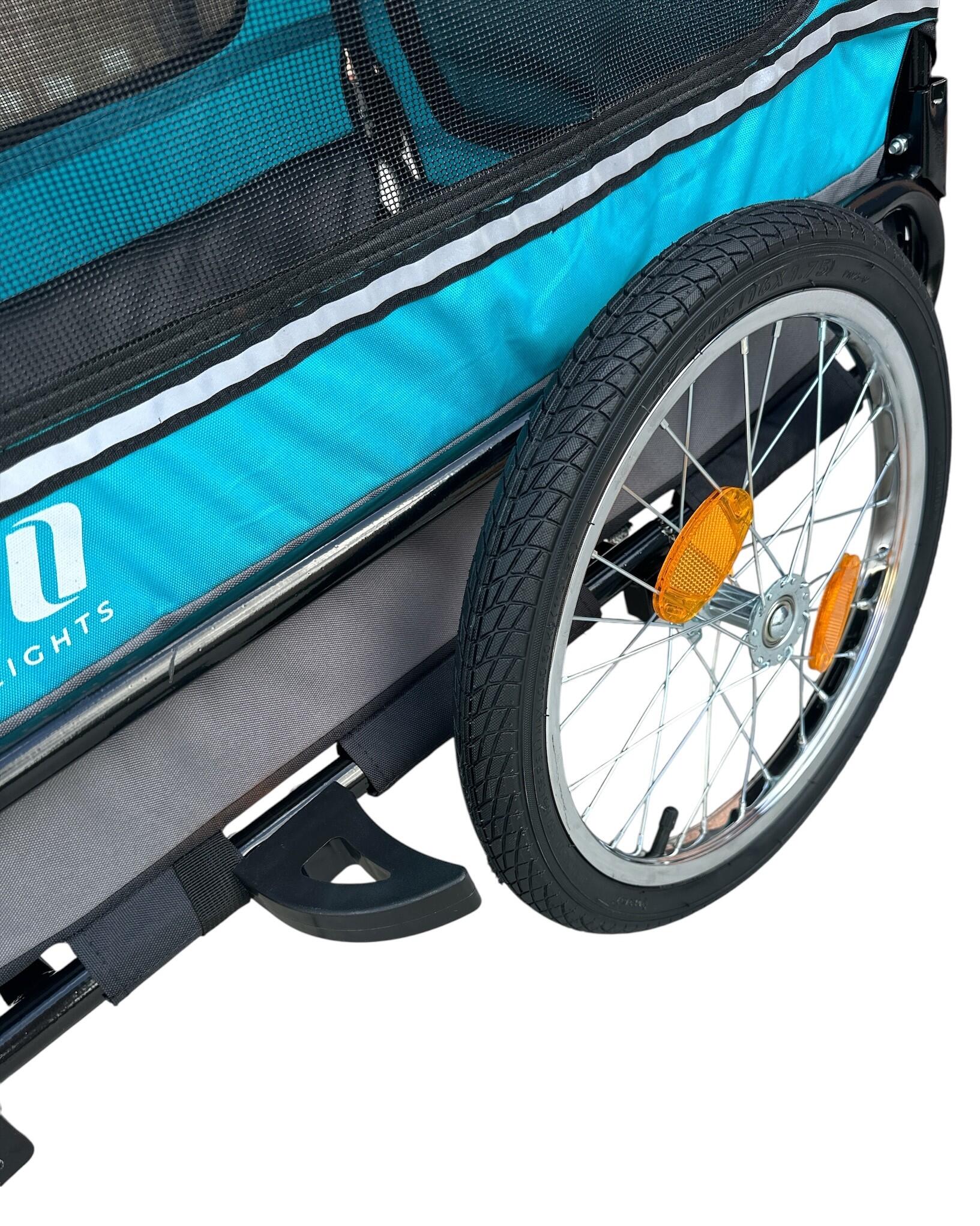 Remolque de lujo azul para perros (hasta 30 kg), plegable, para bicicleta 7/14