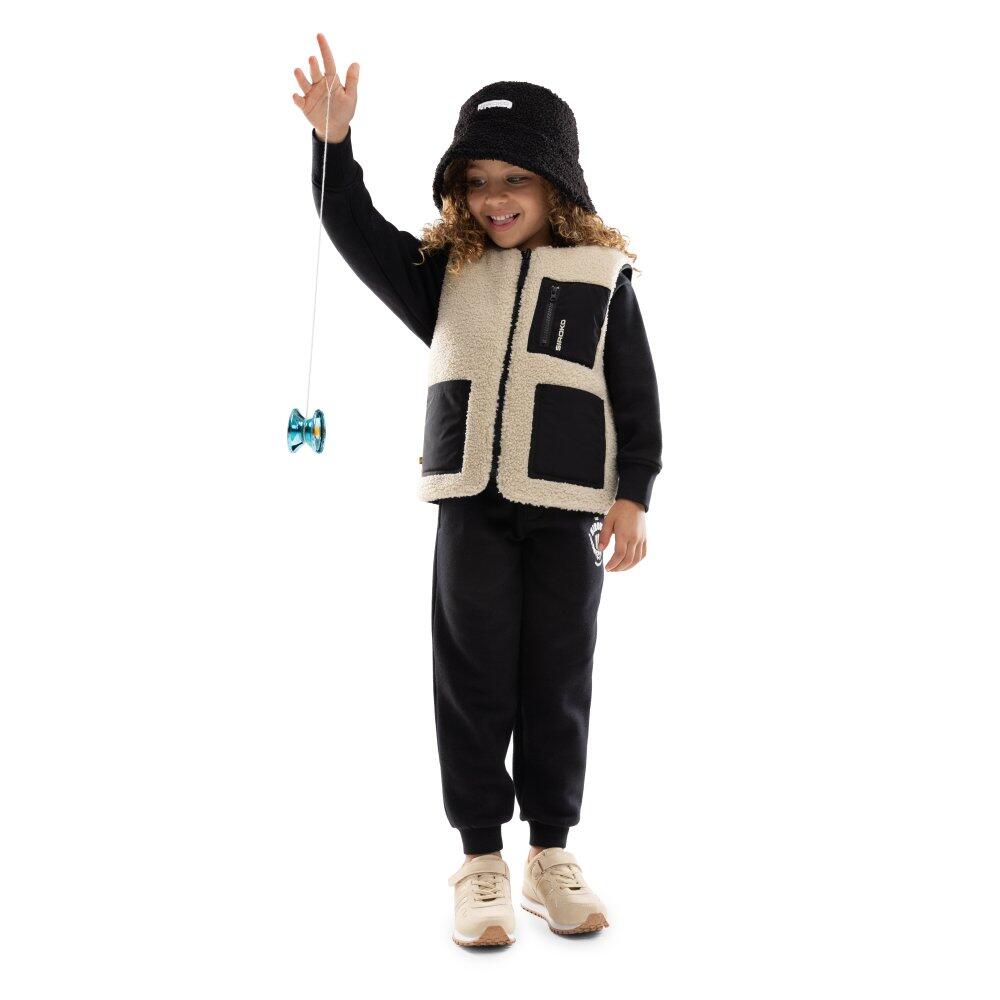 Kinder Lifestyle Wendbare Sherpa-Steppweste Mädchen Tiny-G Schwarz 4/7