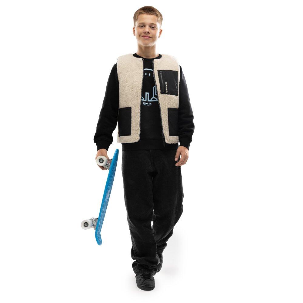Kinder Lifestyle Wendbare Sherpa-Steppweste Jungen Tiny Schwarz 4/7