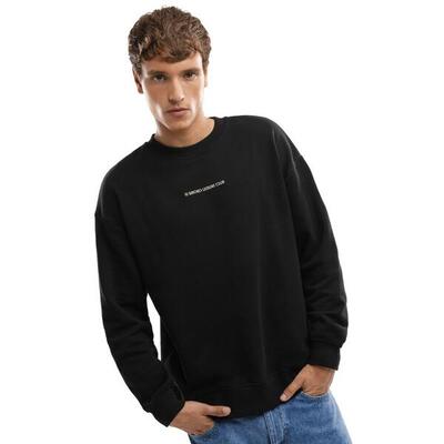 Heren lifestyle sweater katoen relax black zwart