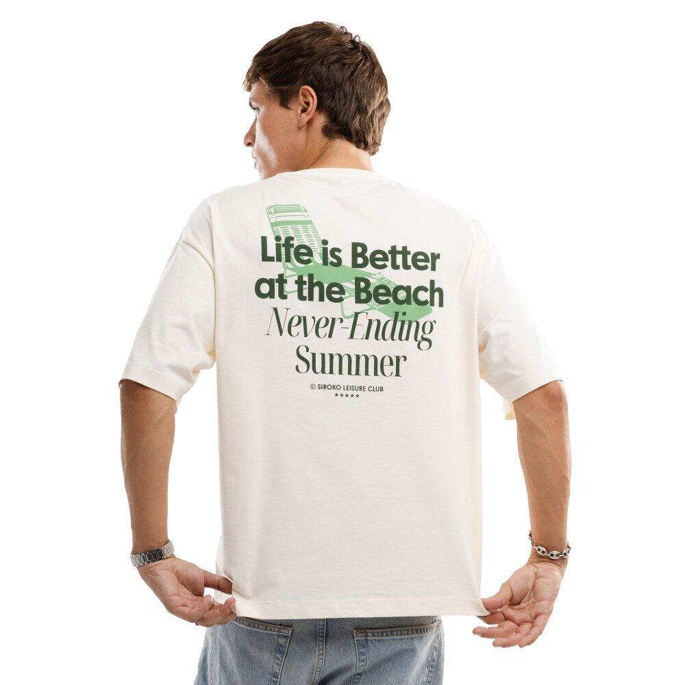Camiseta manga corta algodón orgánico hombre lifestyle Life Sand Beige 2/6