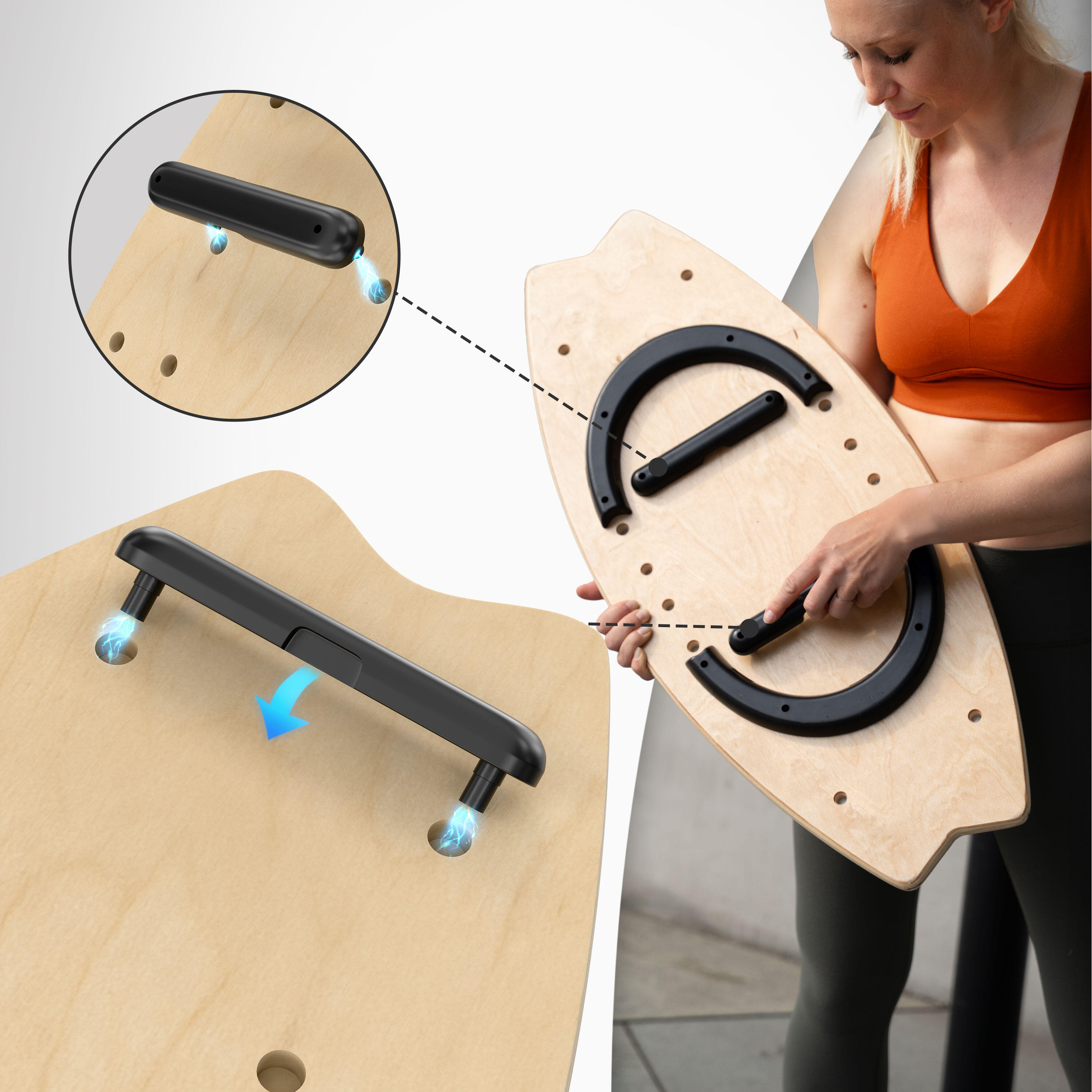 Balance Board aus Holz mit Rolle & Ball – 7 Stufen, rutschfest, bis 210 kg 4/7