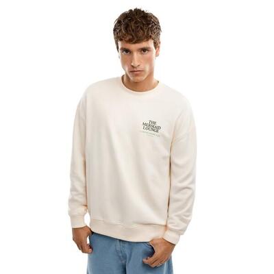 Heren lifestyle sweater katoen lounge sand beige