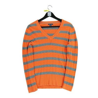 Seconda Mano - Maglione arancione a maglia intrecciata da donna - Stato buono