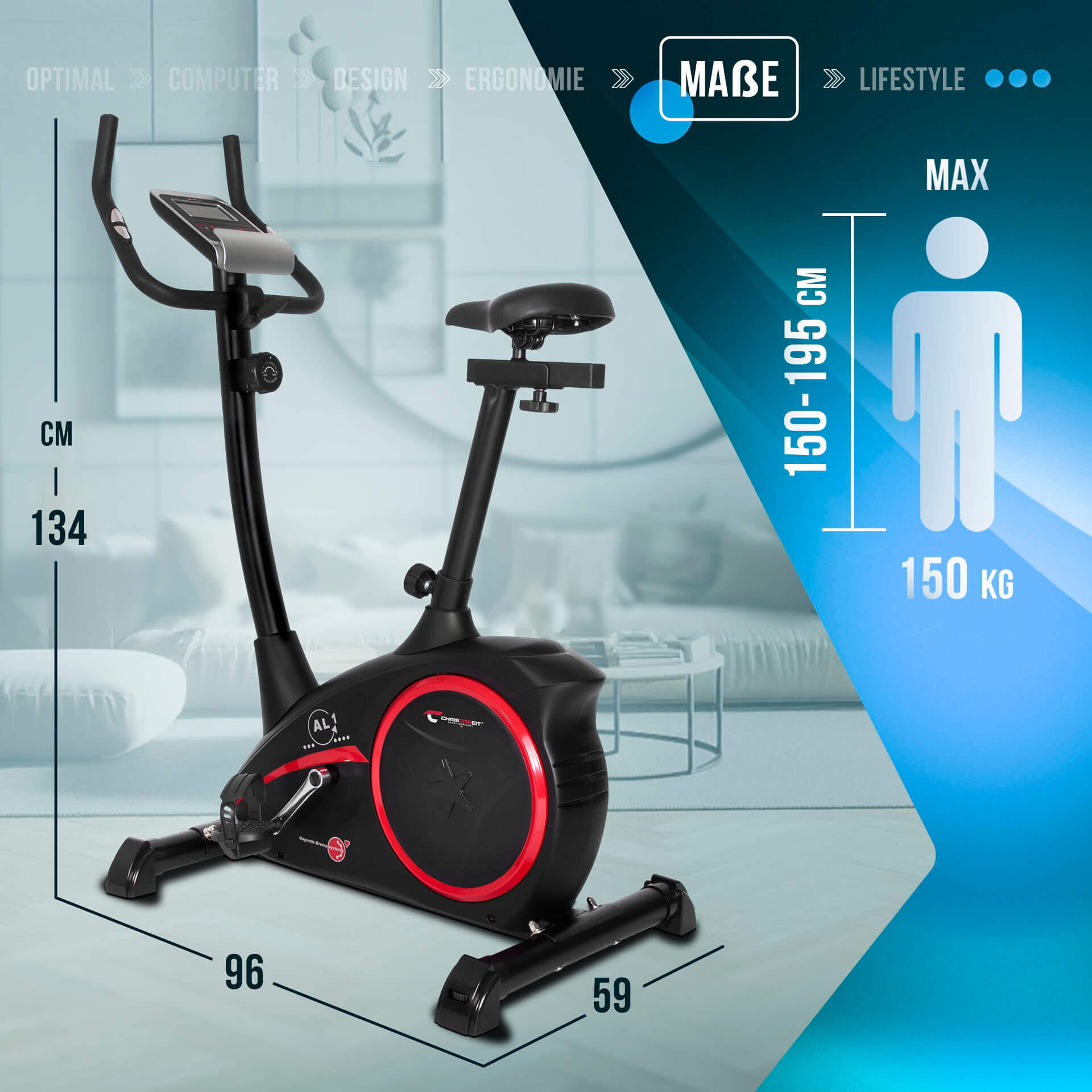 Christopeit Bicicleta estática AL1 II Negro 6/7