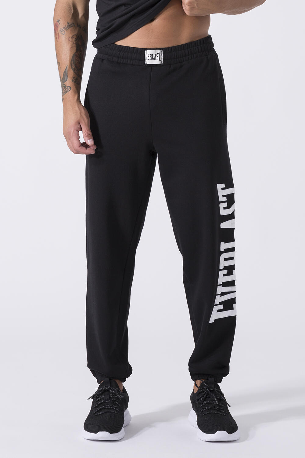 PANTALON EXCLUSIF EN MOLLETON NOIR COTON, POLYESTER 7/7