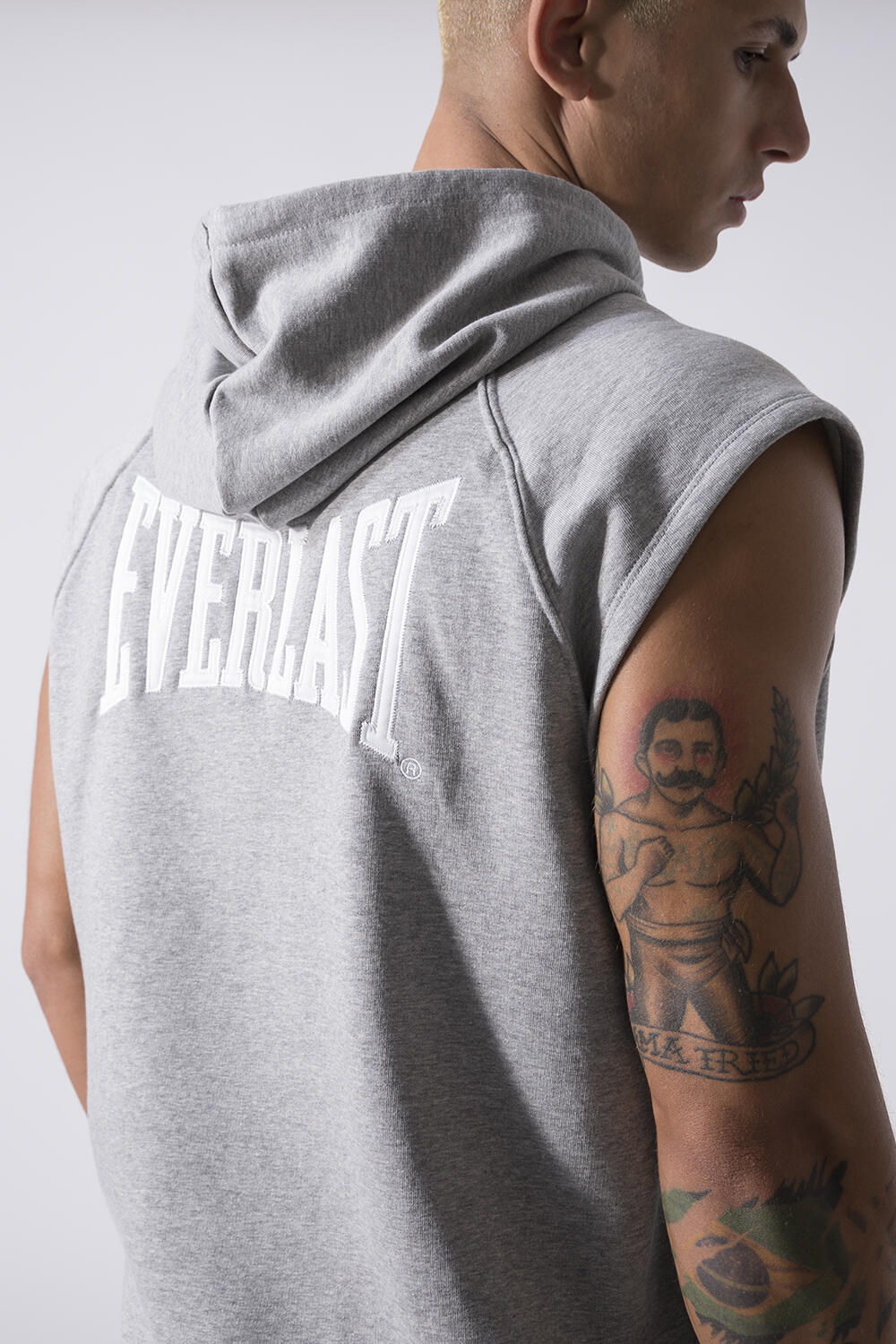 EXCLUSIF GILET EN SWEAT À CAPUCHE GRIS CHINÉ COTON, POLYESTER 7/7