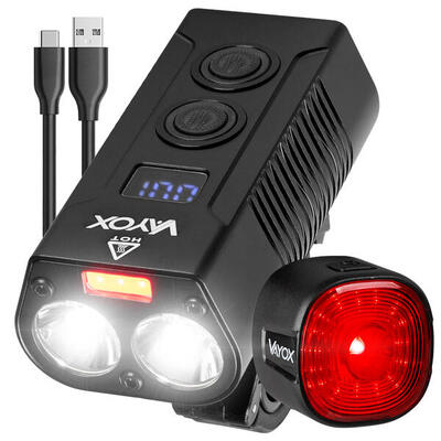 Zestaw lampek rowerowych VAYOX VA0045 + VA0156 przednia i tylna POWERBANK