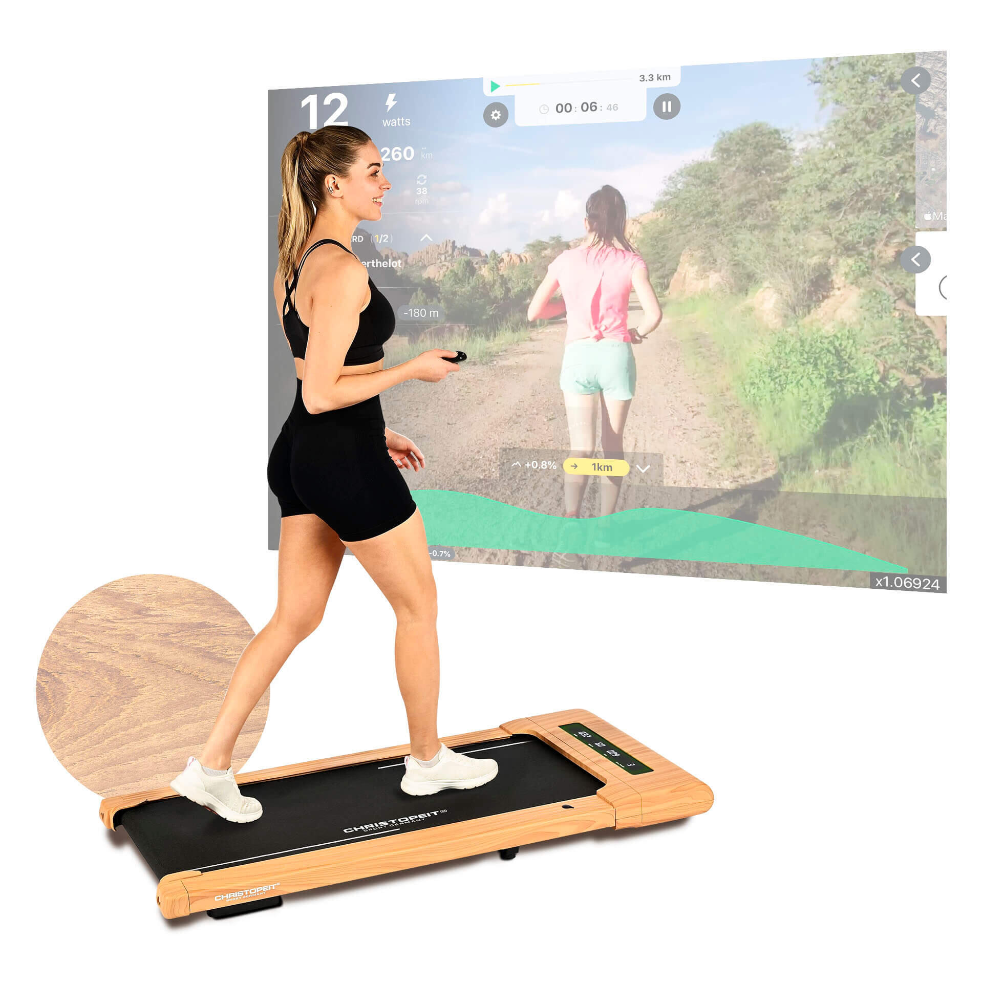 Walking Pad mit Steigung - bis 6 km/h - LED - Bluetooth - Fernbed. - 4.2 2/13