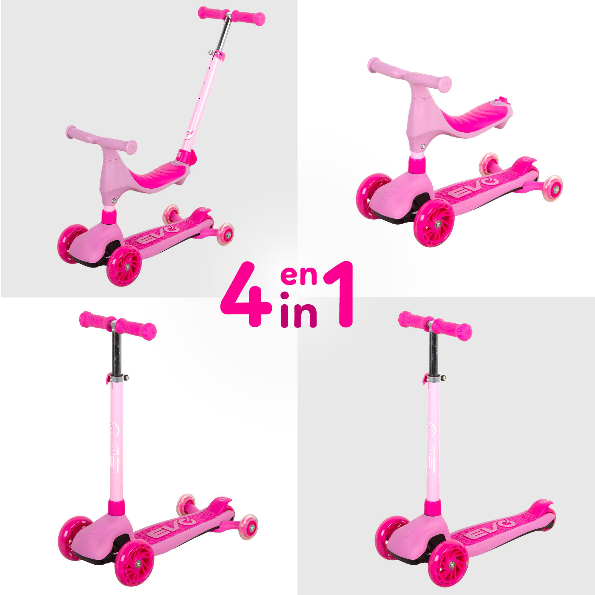 Trottinette évolutive 4 en 1 rose EVO 2/7