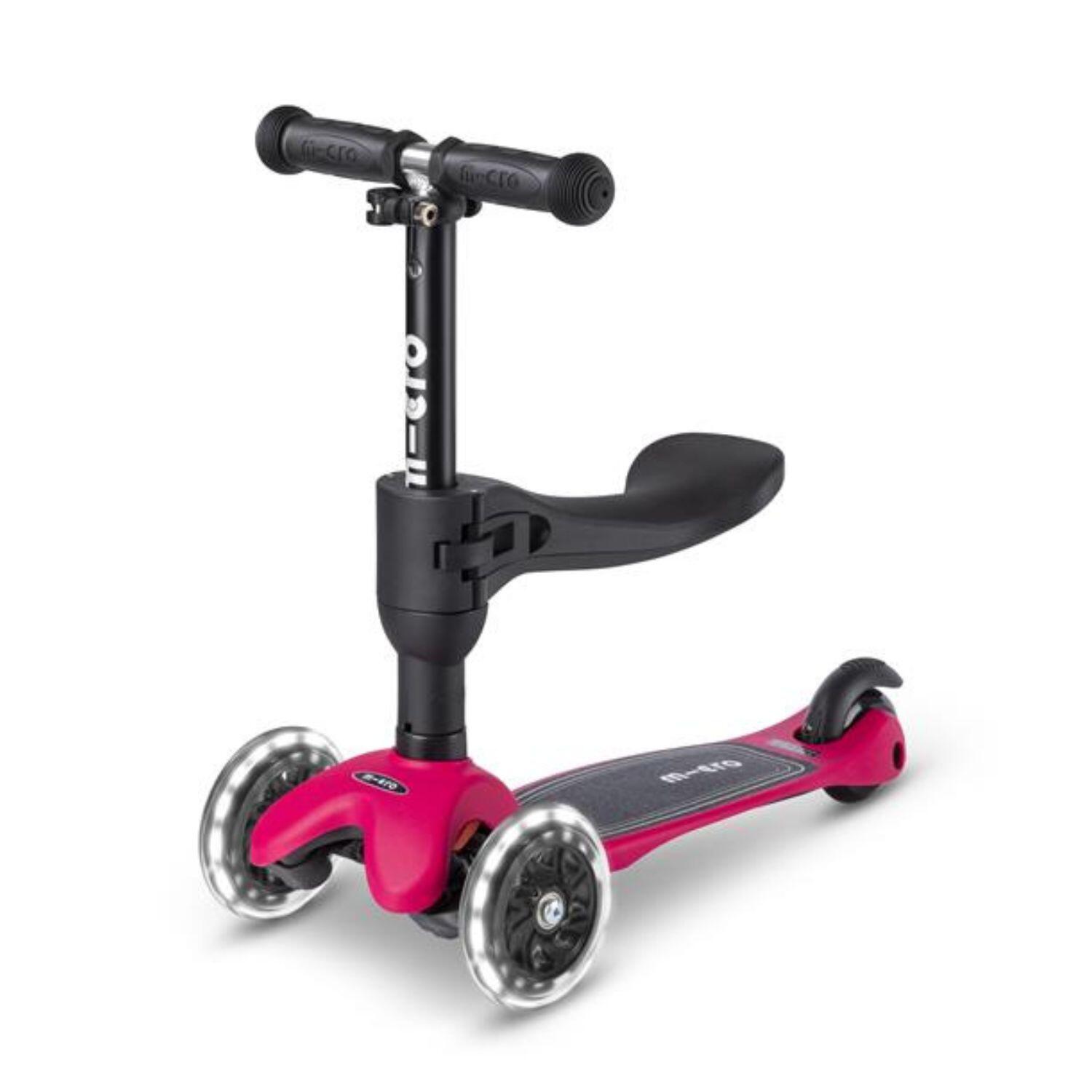 Micro - Trottinette Évolutive Mini  3en1 Lite Framboise Led - Trottinette - Rose|rouge - No Size - Decathlon