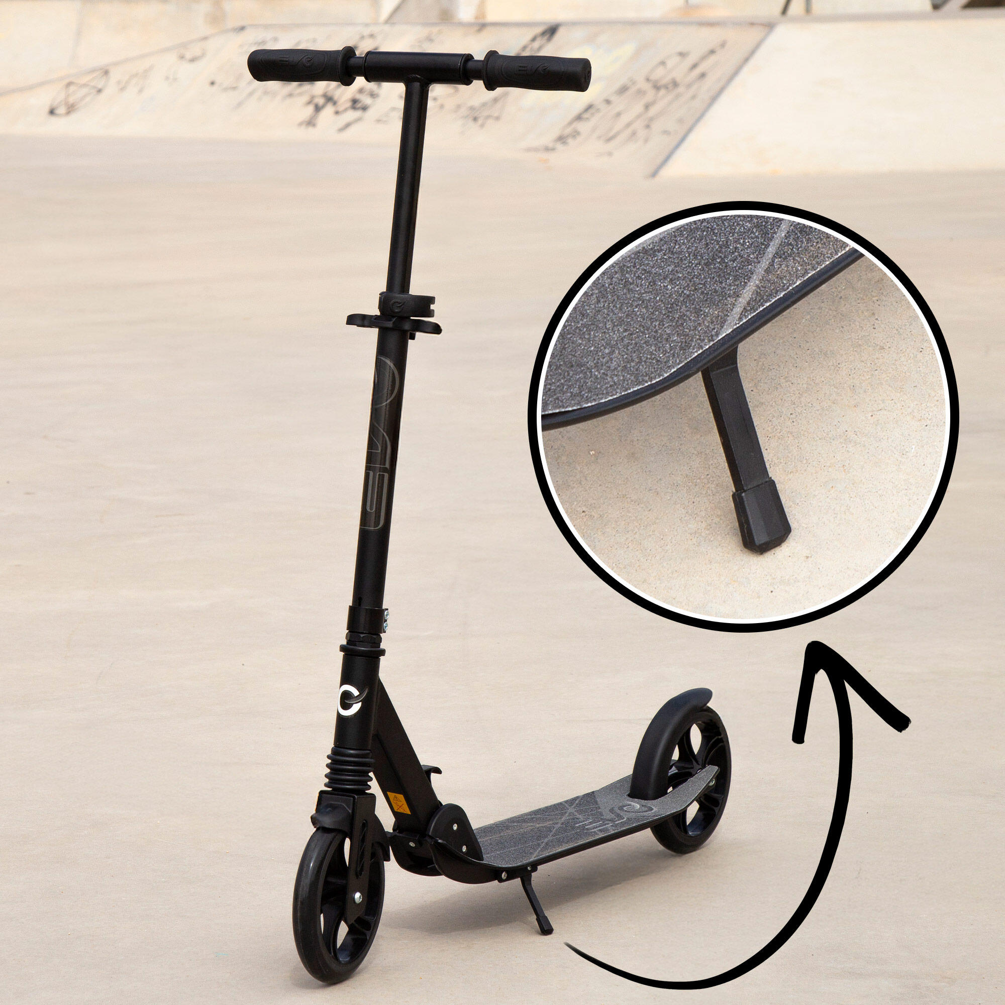 Trottinette 2 roues pliable et réglable noire EVO 5/7