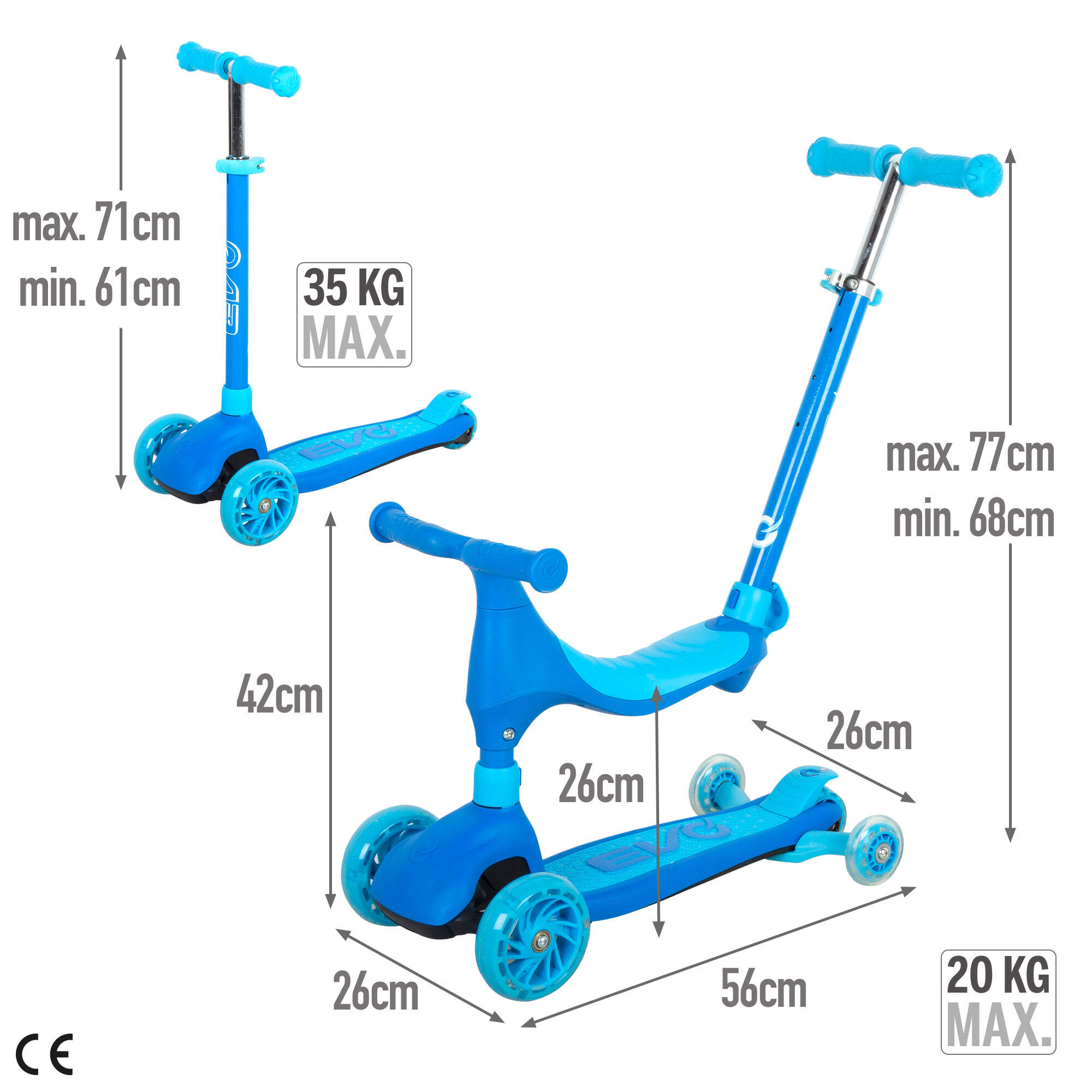 Trottinette évolutive 4 en 1 Bleu EVO 4/7