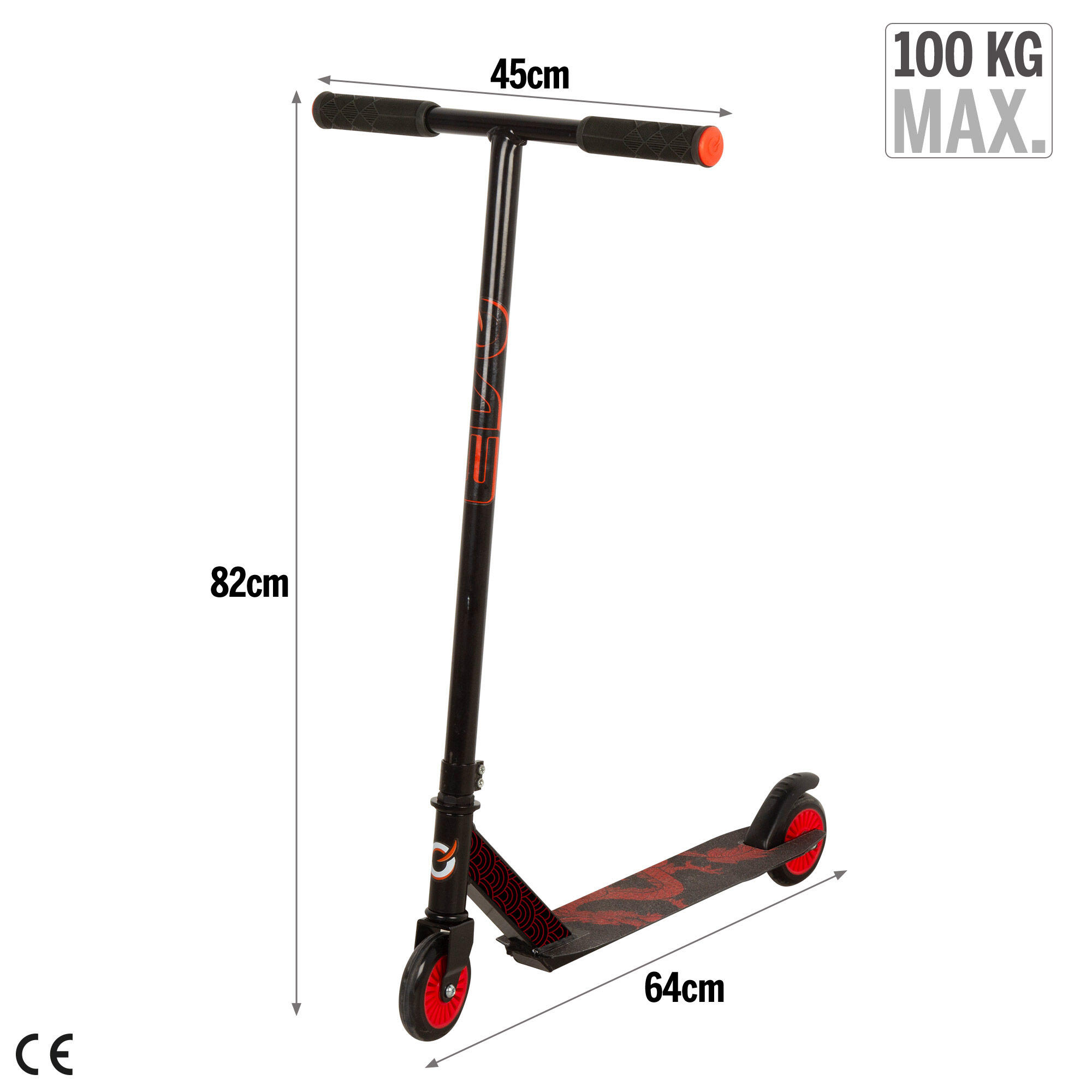 Monopattino per bambini 2 ruote nero e rosso EVO 4/7