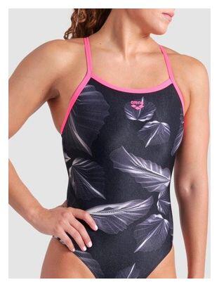 Arena Frozen Leaves Swimsuit Black/Pink Women's 3/5