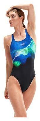 Speedo eco+ placem dig leaderb 1 piece swimsuit blue black