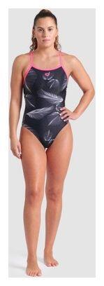 Arena Frozen Leaves Swimsuit Black/Pink Women's 5/5