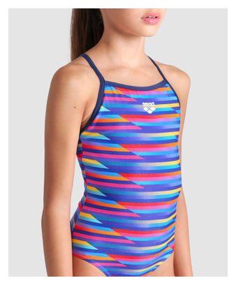 Arena Racing Stripe Badeanzug Blau Mädchen 3/8