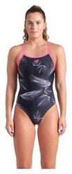 Maillot Arena Frozen Leaves femme - Noir/Rose