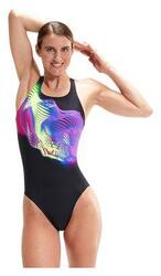 Maillot de Bain Femme 1 pièce Speedo Eco+ Placem Dig Medalist Noir Multi Couleur