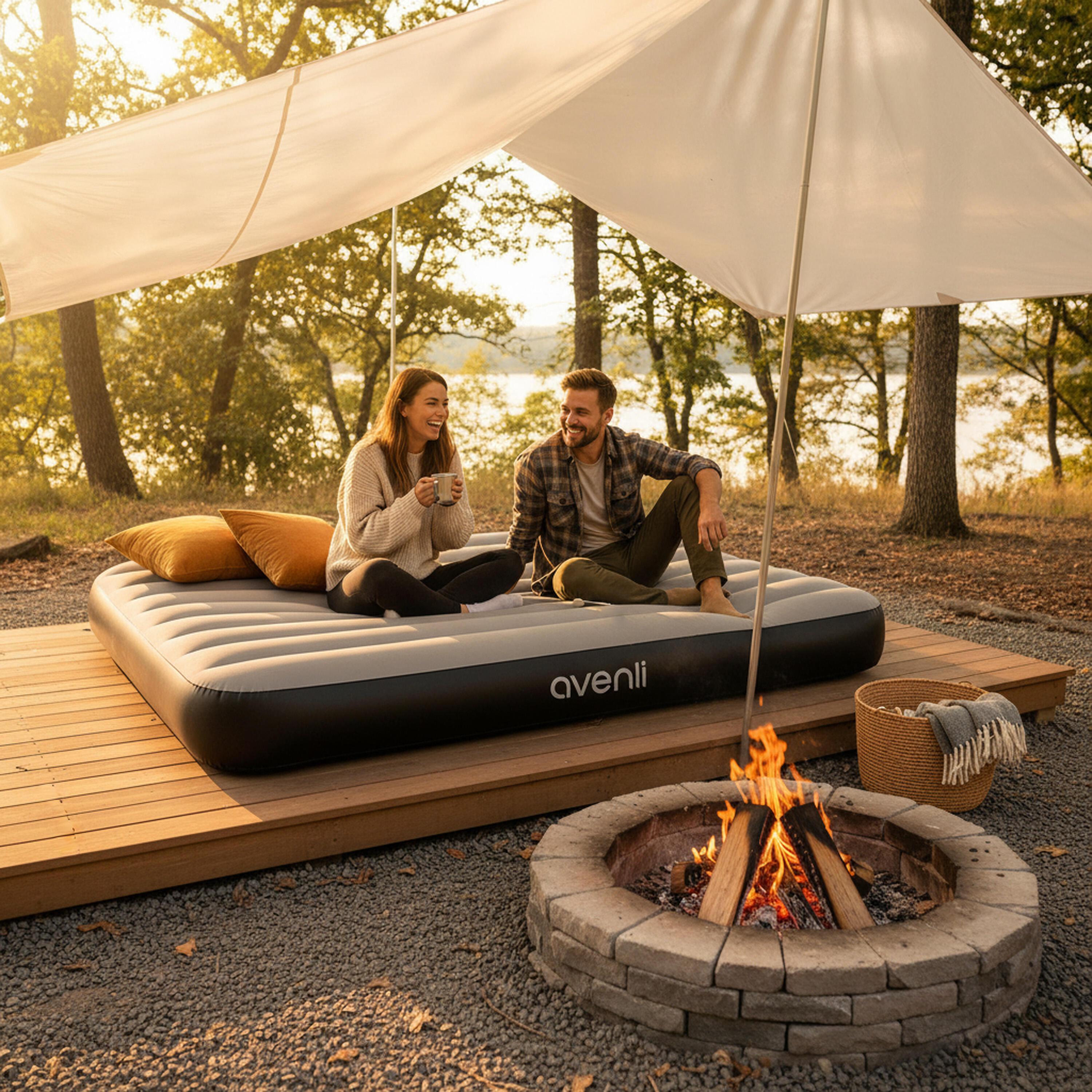 Luftmatratze Camping 2 Personen 191x137x25cm Luftbett Campingmatratze 6/7