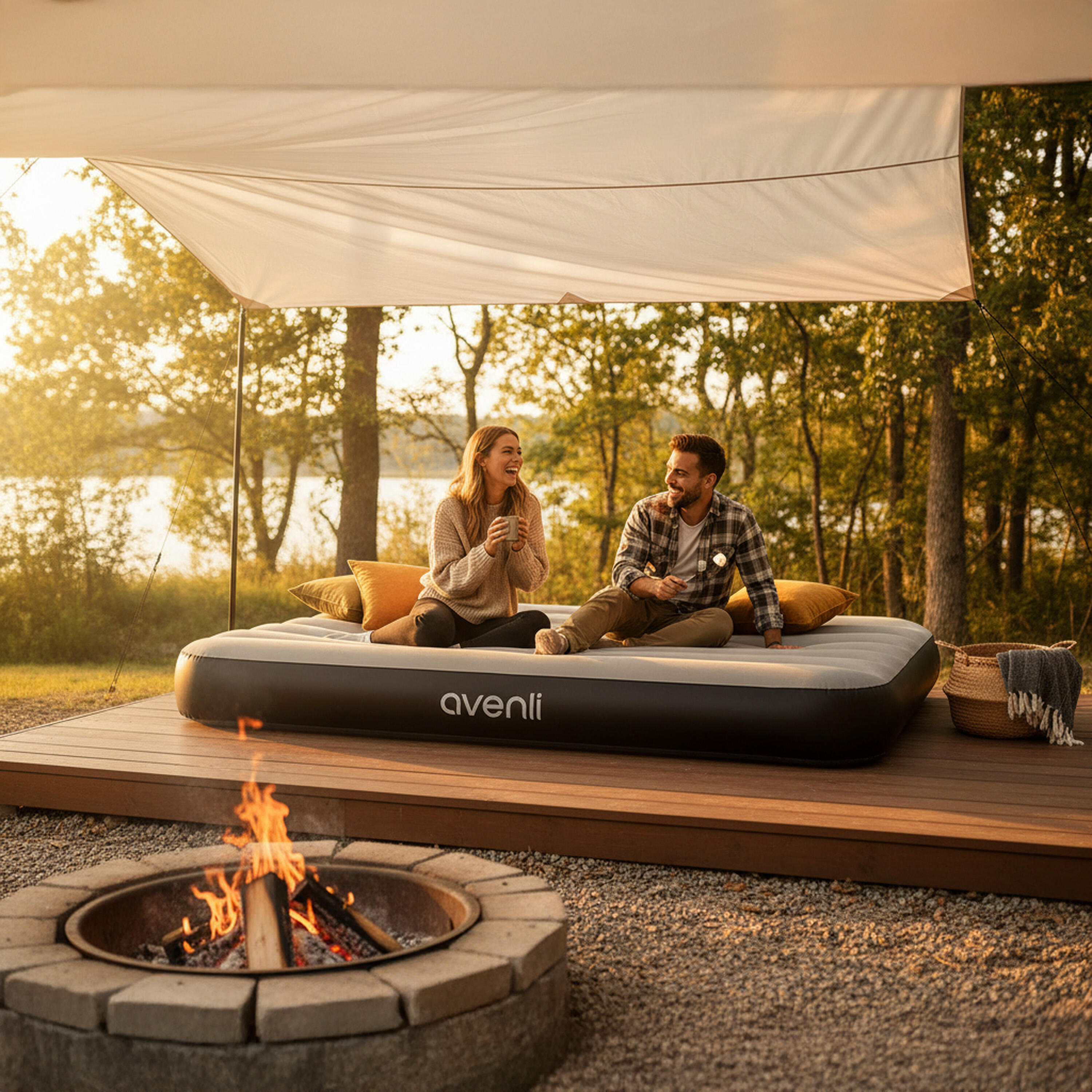 Luftmatratze Camping 2 Personen 191x137x25cm Luftbett Campingmatratze 2/7