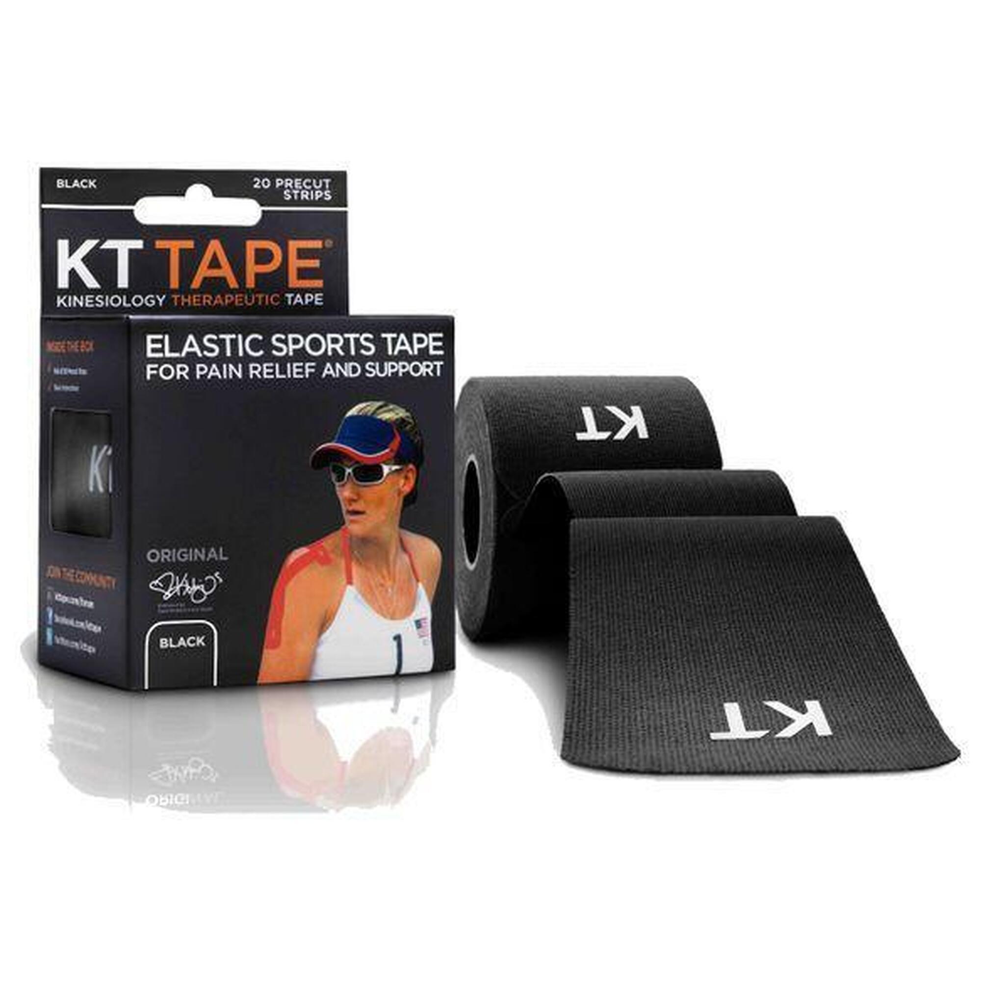 Kt Tape - Bande Prédécoupée Kt Tape Coton Original Noir 20 Bandes - Bande De Kinésiologie - Noir - Taille Unique - Decathlon