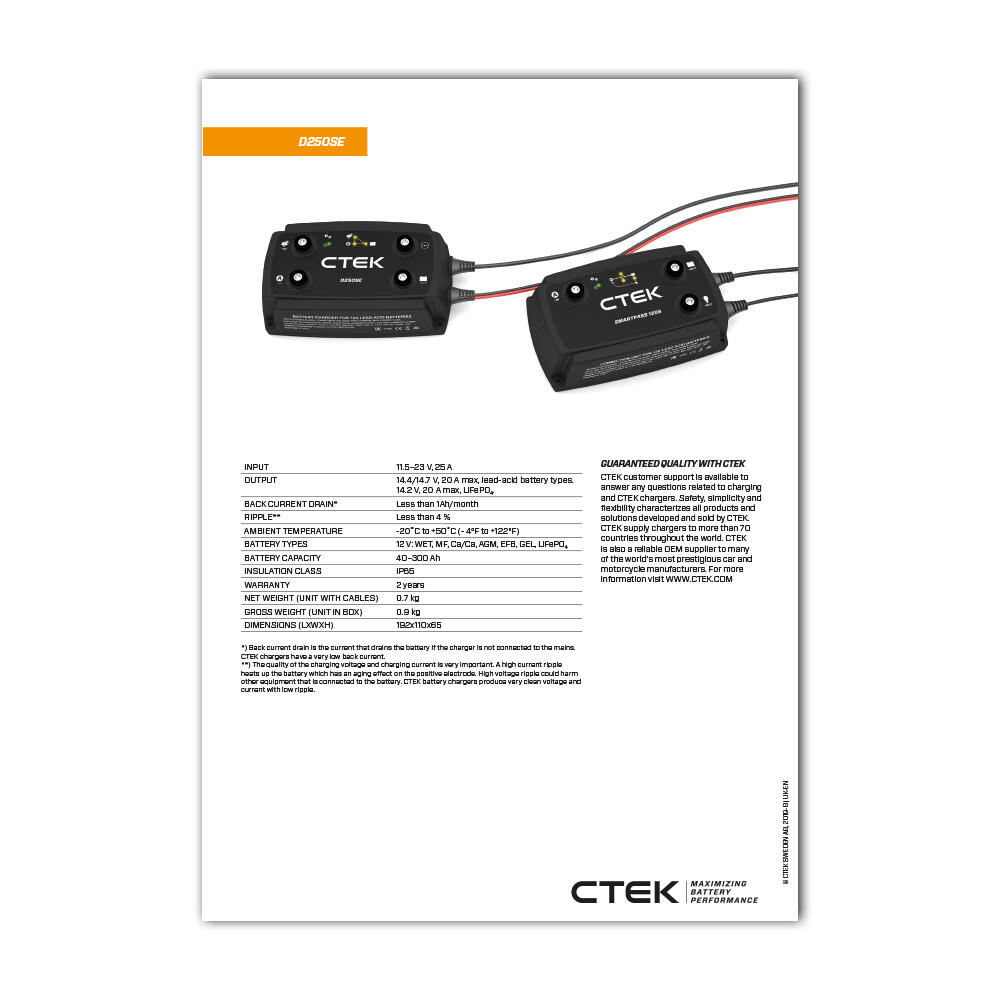 CTEK D250SE 20 Amp Charging System 2 Year Warranty | Decathlon